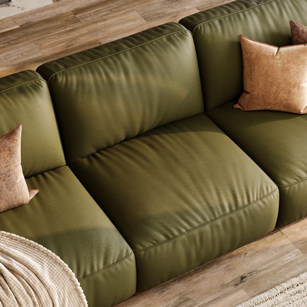Bedroom Green Genuine Leather Modular Sofas