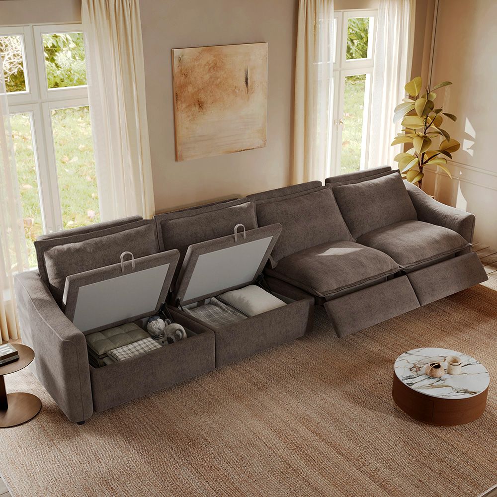 Comfortable Khaki Velvet Modular Sofas
