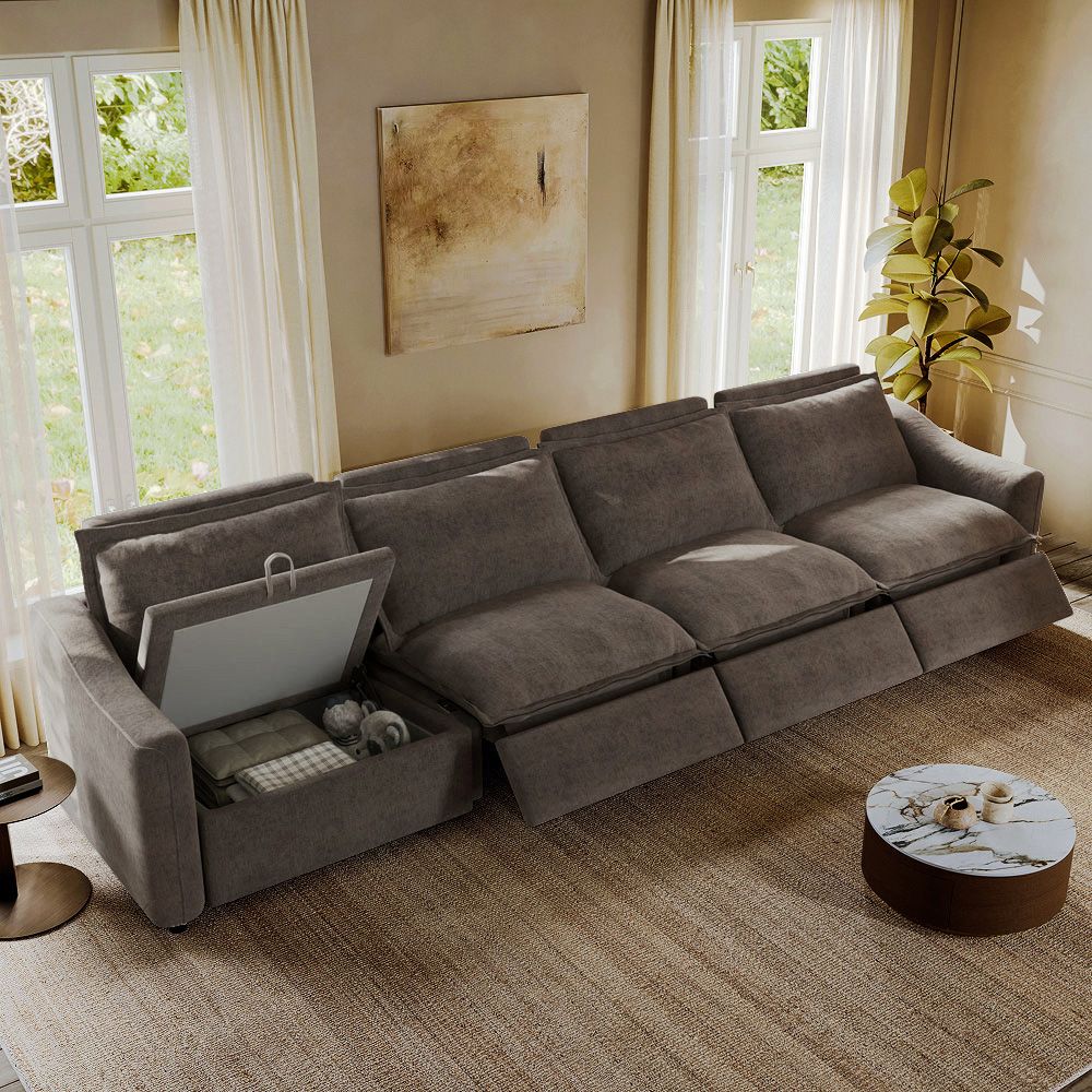 Deep Seat Khaki Velvet Modular Sofas