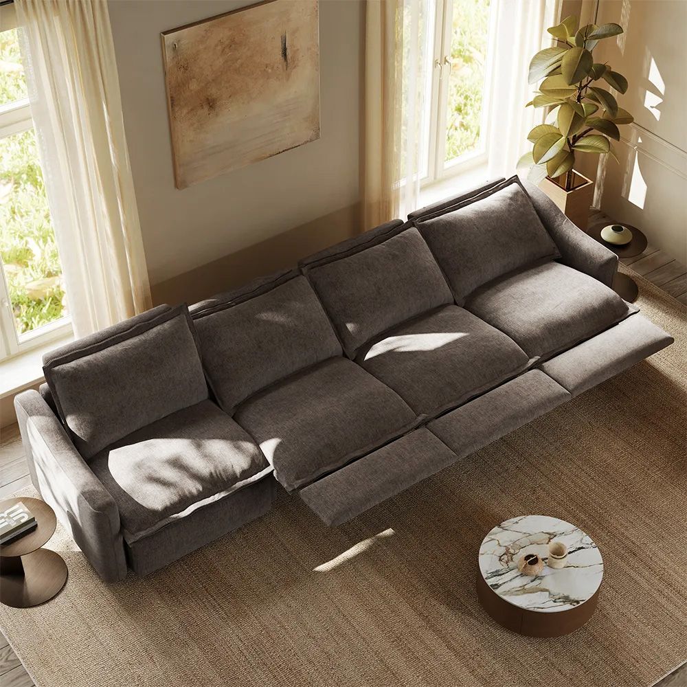 Casual Khaki Velvet Modular Sofas