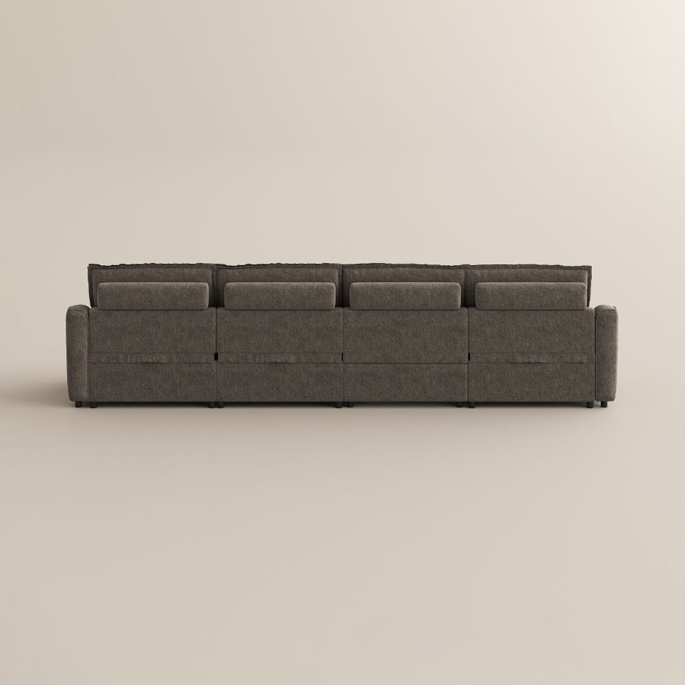 Casual Khaki Velvet Modular Sofas
