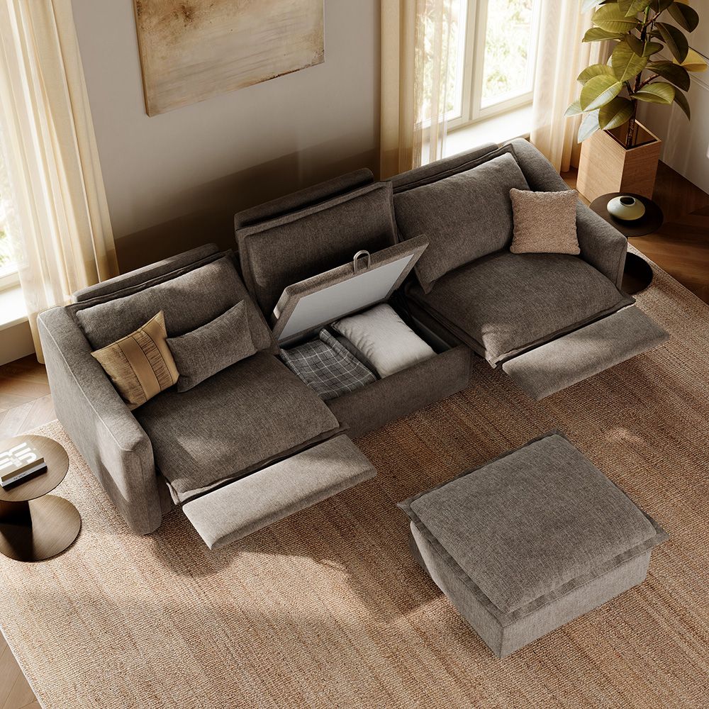 Supportive Khaki Velvet Modular Sofas