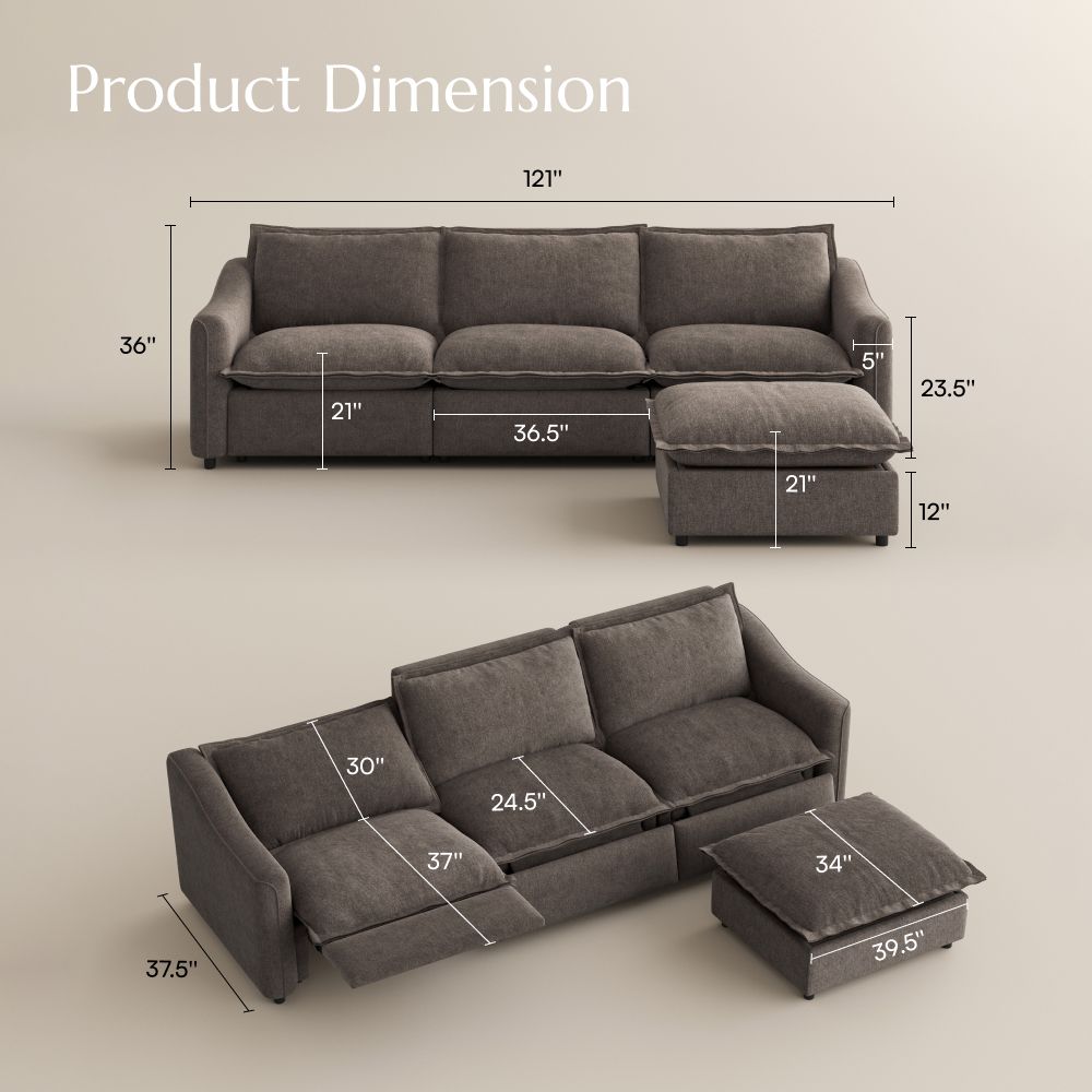 Comfortable Khaki Velvet Modular Sofas