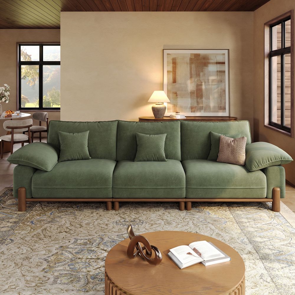 Green Pet-Friendly Fabric Modular Sofas