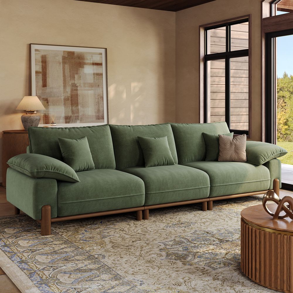 Green Pet-Friendly Fabric Modular Sofas