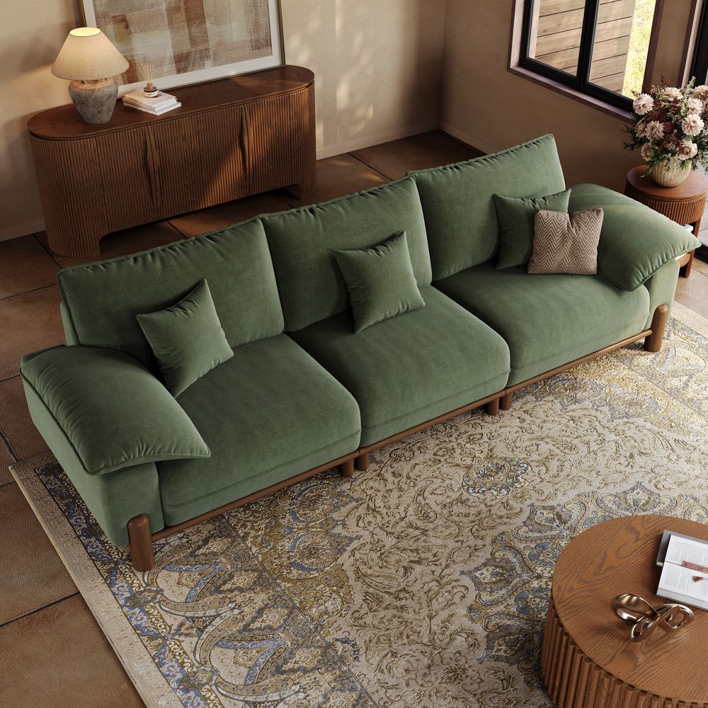 Green Pet-Friendly Fabric Modular Sofas