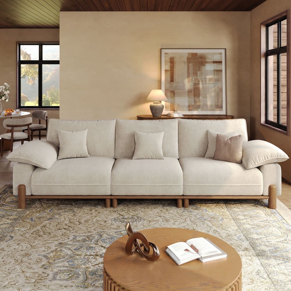 Beige Pet-Friendly Fabric Modular Sofas