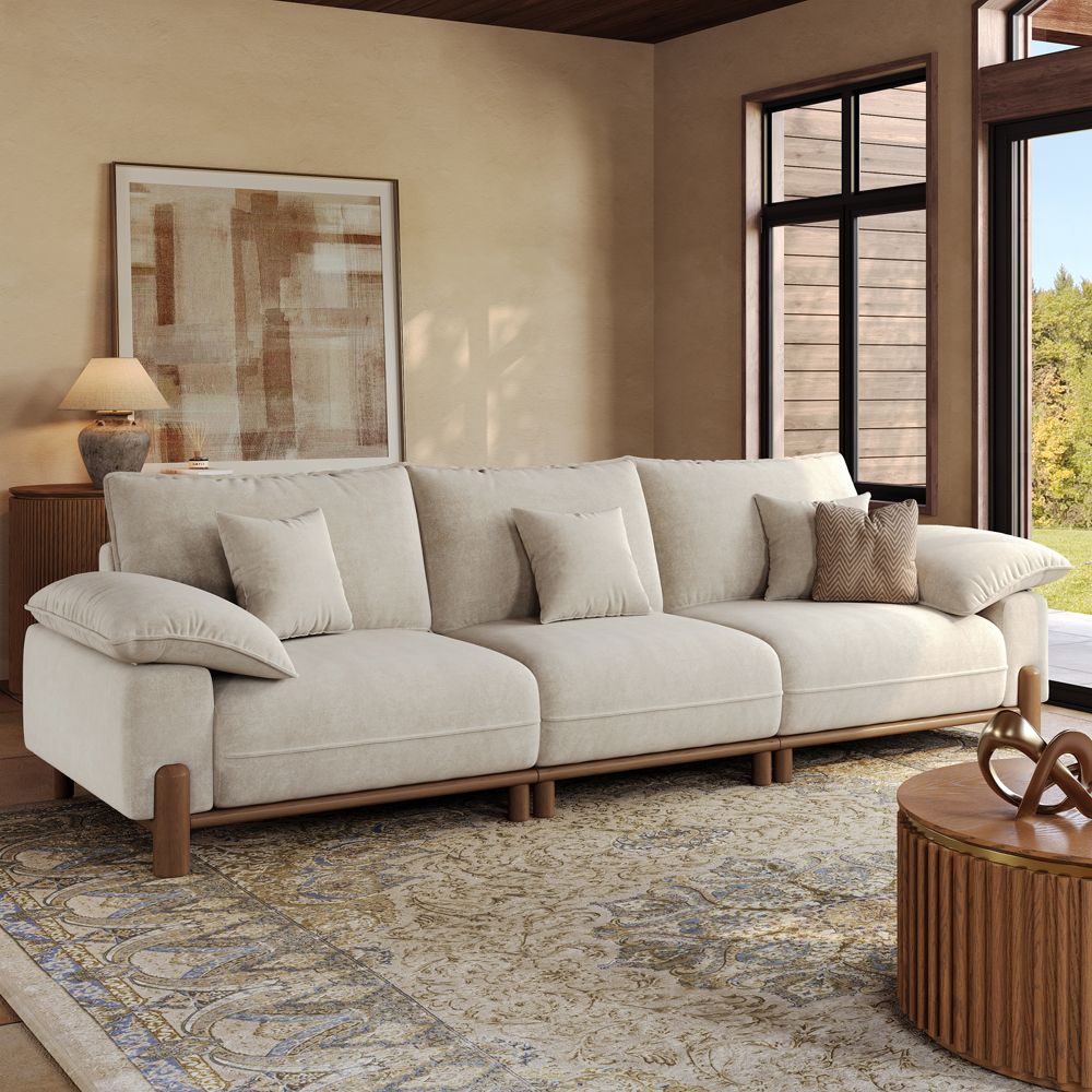 Beige Pet-Friendly Fabric Modular Sofas