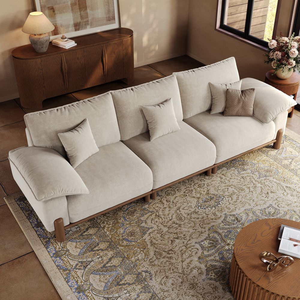 Beige Pet-Friendly Fabric Modular Sofas