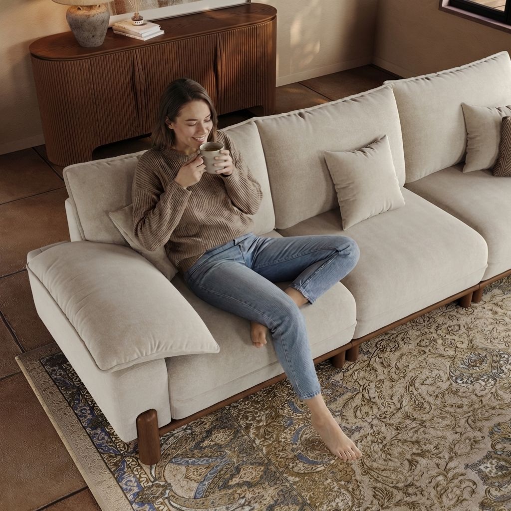 Beige Pet-Friendly Fabric Modular Sofas