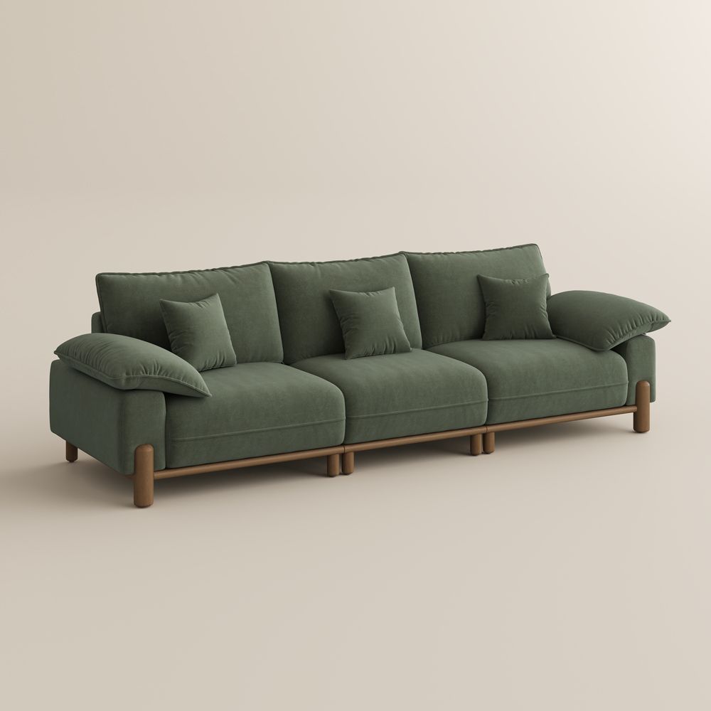 Comfortable Green Pet-Friendly Fabric Modular Sofas