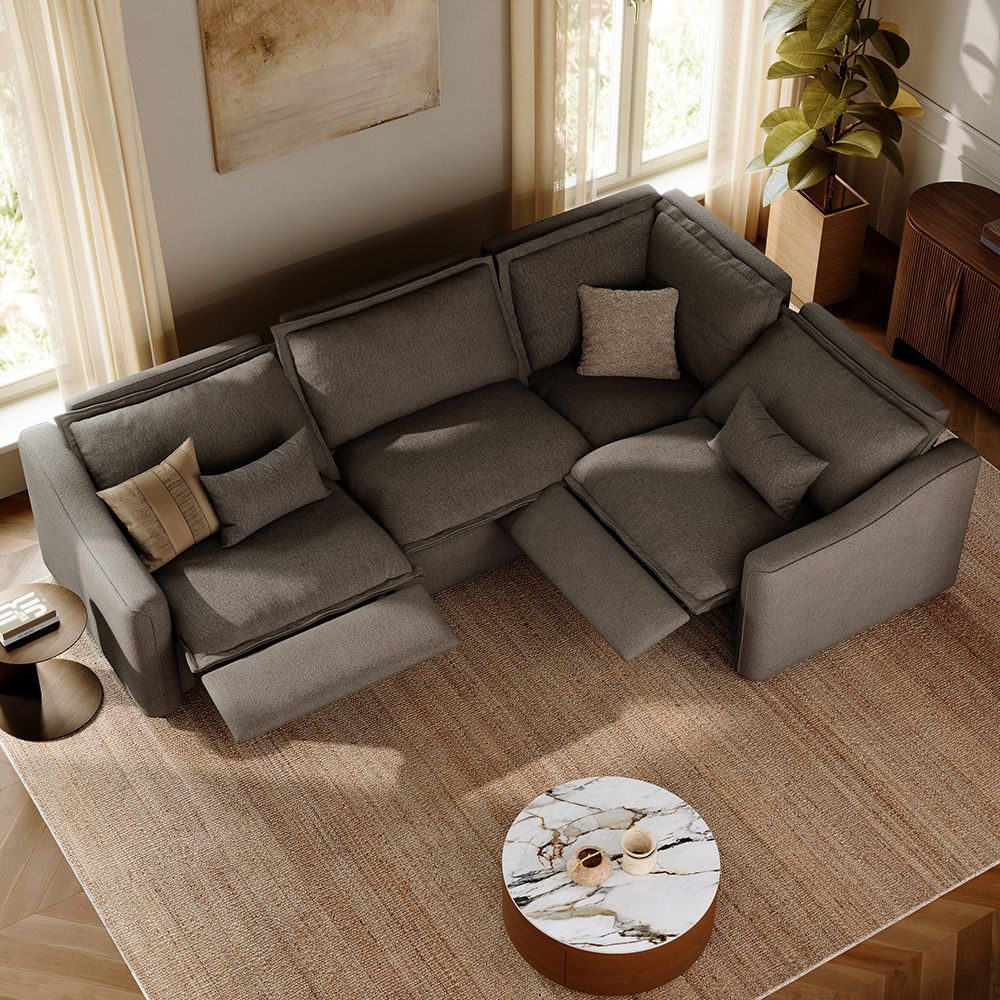 Recliner Khaki Velvet Modular Sofas