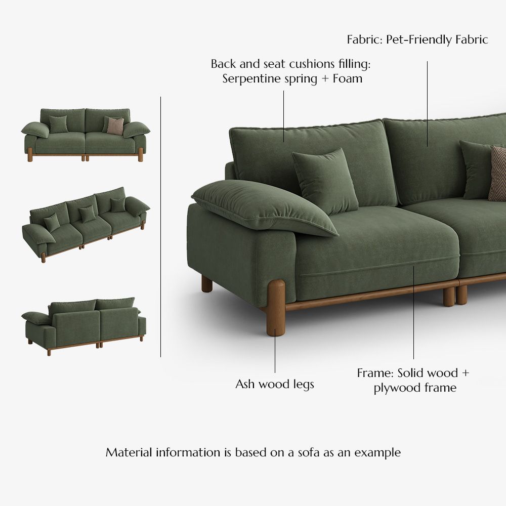 Sofas & Loveseats Green Pet-Friendly Fabric Modular Sofas