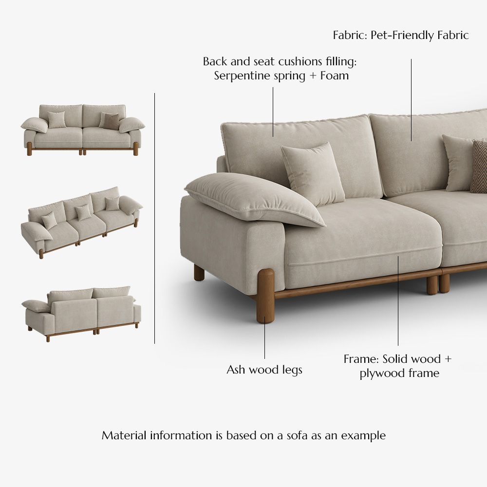 Relaxed Beige Pet-Friendly Fabric Modular Sofas