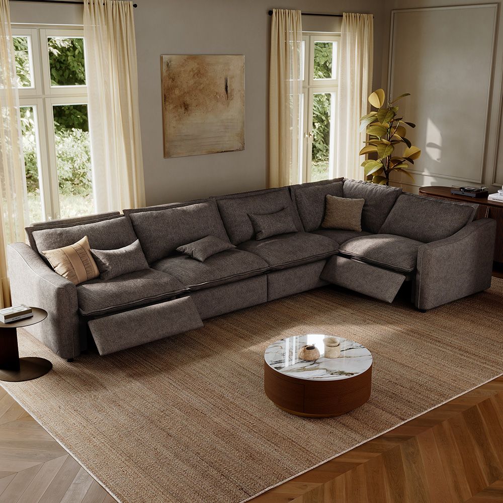 Supportive Khaki Velvet Modular Sofas
