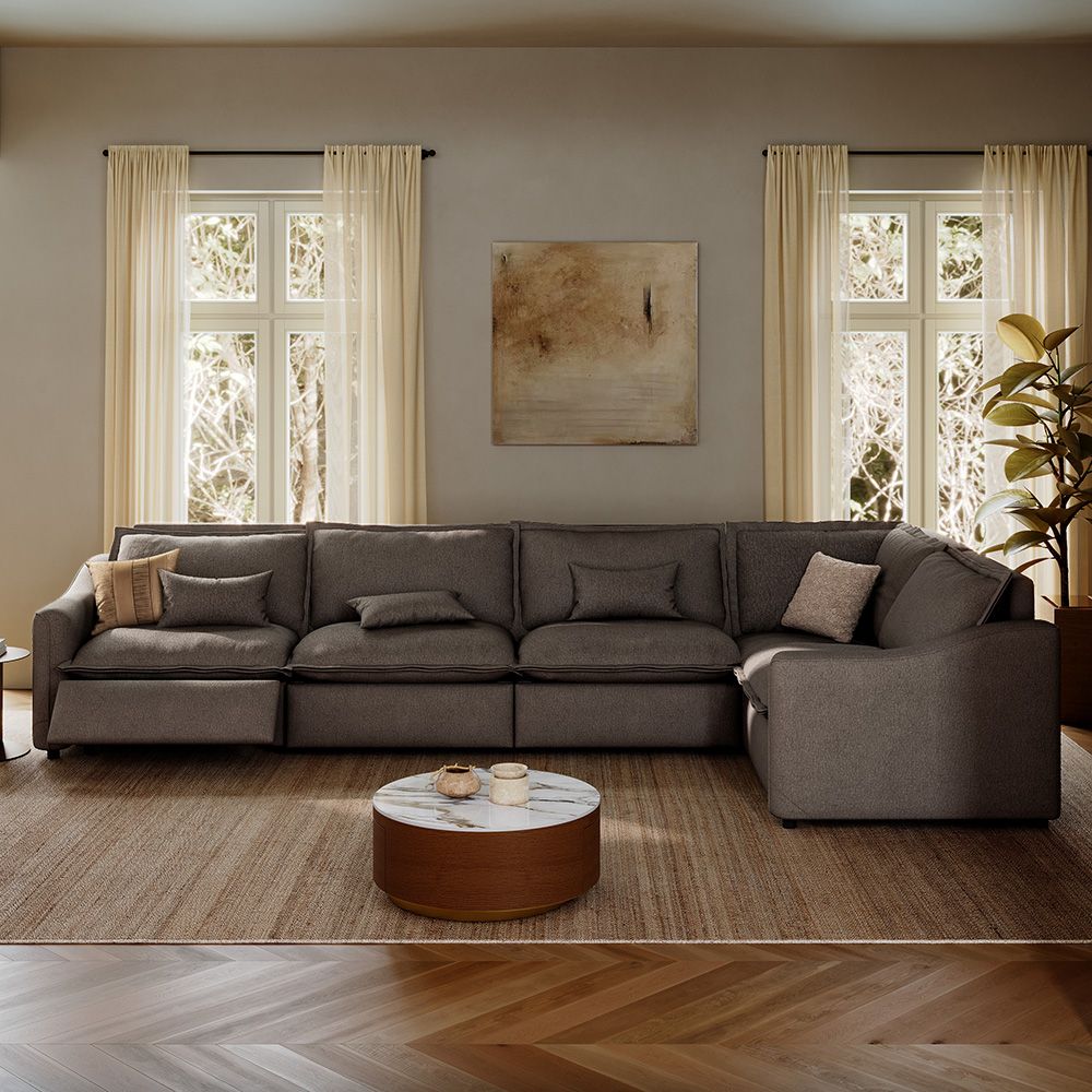 Extendable Khaki Velvet Modular Sofas