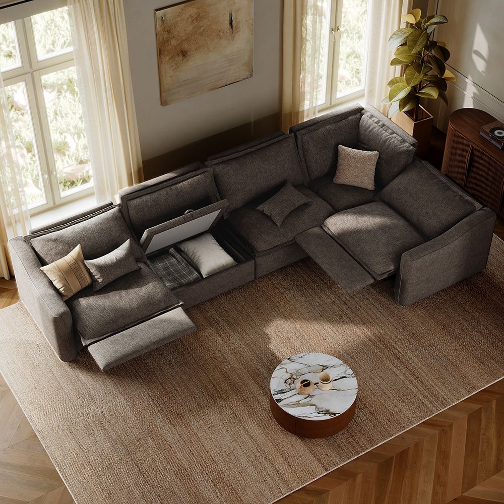 Apartment Khaki Velvet Modular Sofas