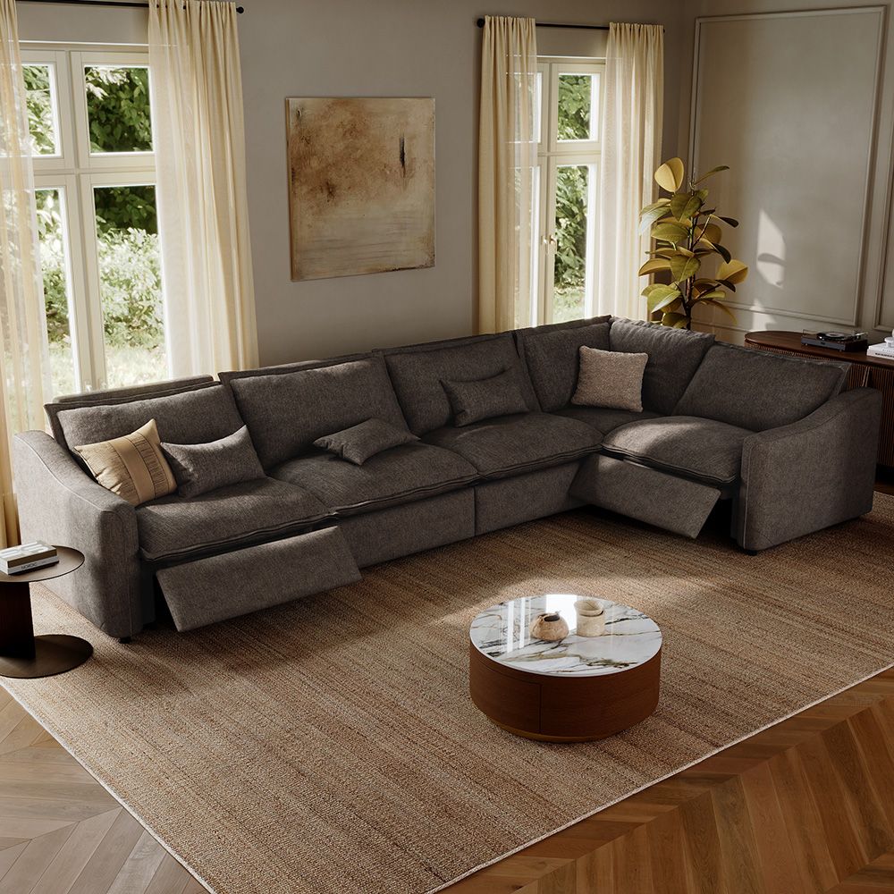 Recliner Khaki Velvet Modular Sofas