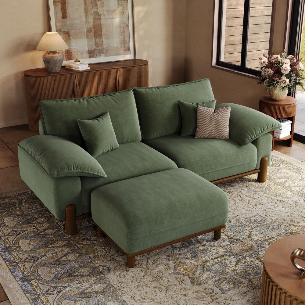 Green Pet-Friendly Fabric Modular Sofas