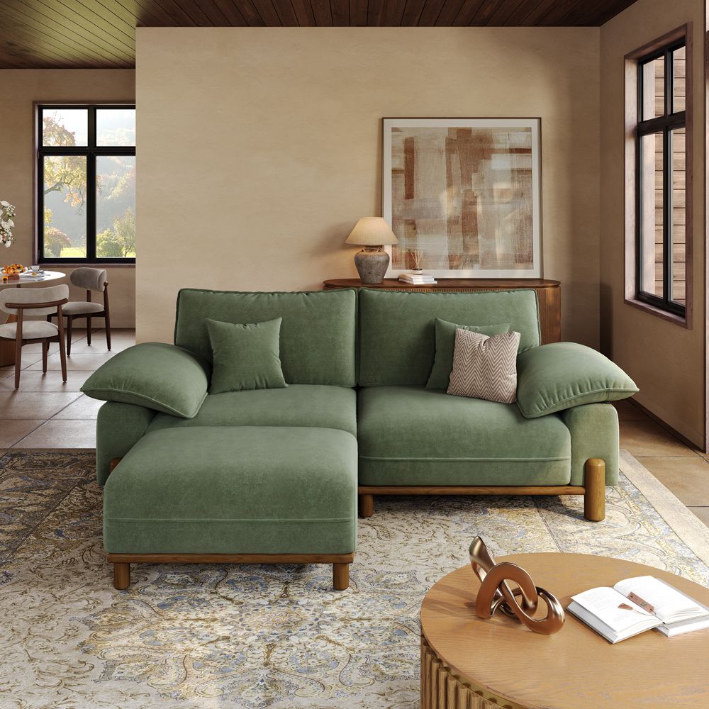 Green Pet-Friendly Fabric Modular Sofas