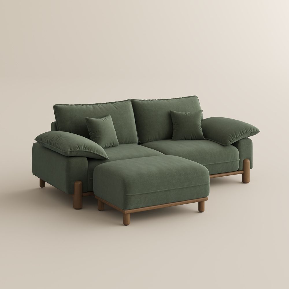 Bedroom Green Pet-Friendly Fabric Modular Sofas