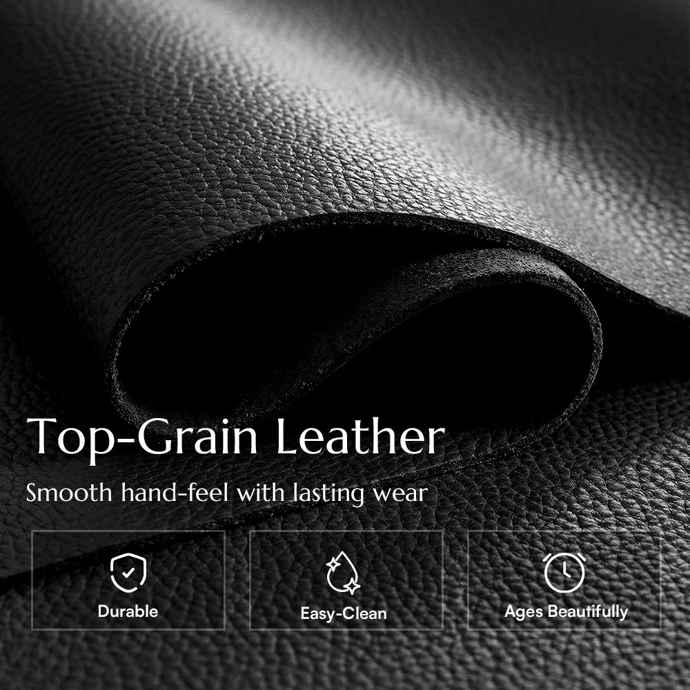 Soft Black Genuine Leather Modular Sofas