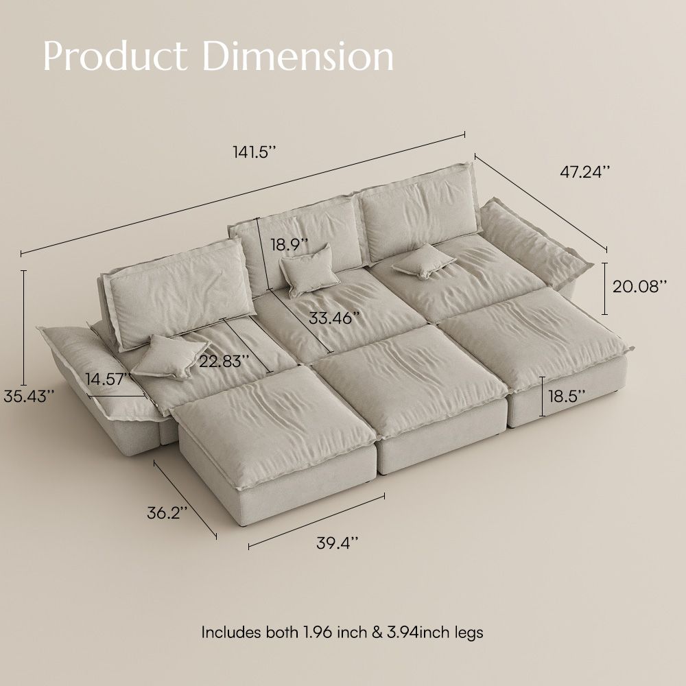 Pet Friendly Beige Suede Fabric Modular Sofas