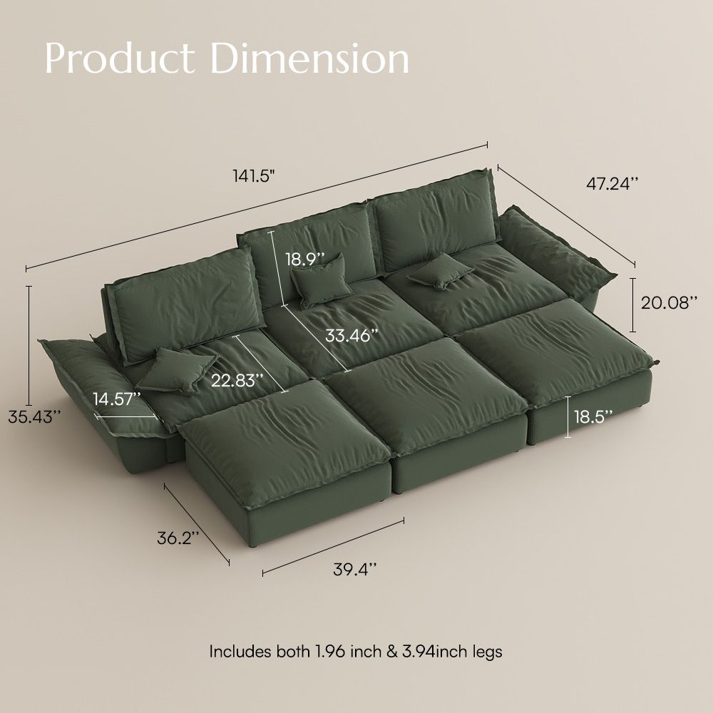 for 6 Green Suede Fabric Modular Sofas
