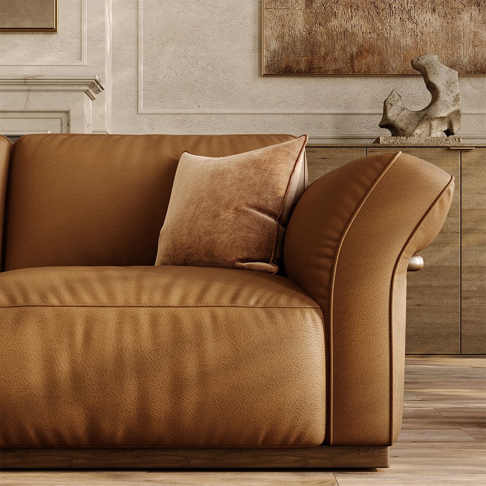 Home Theater Brown Genuine Leather Modular Sofas