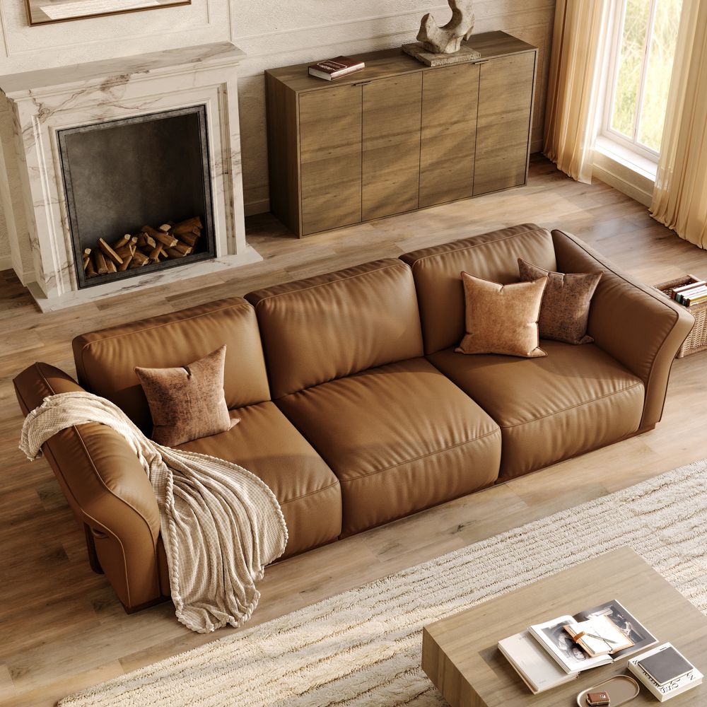 Modern Brown Genuine Leather Modular Sofas