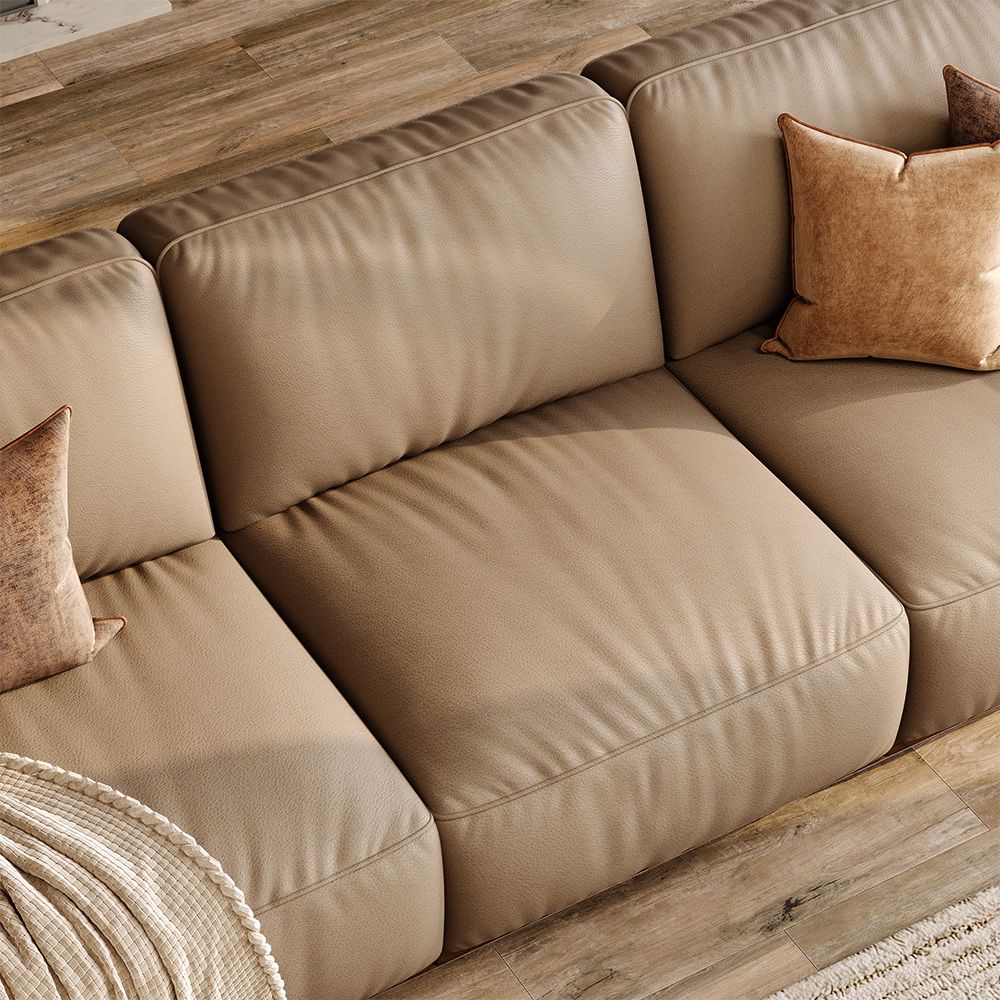 Living Room Khaki Genuine Leather Modular Sofas