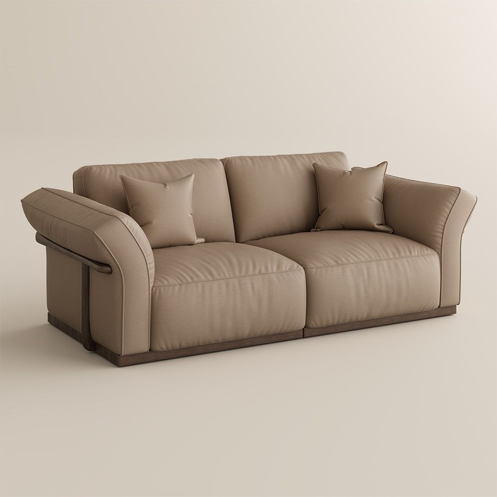 Apartment Khaki Genuine Leather Modular Sofas