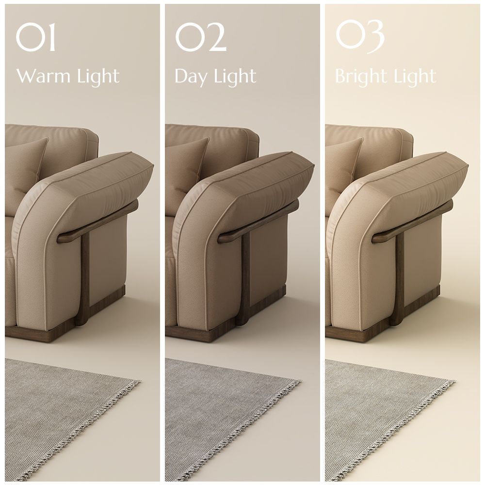 Home Theater Khaki Genuine Leather Modular Sofas