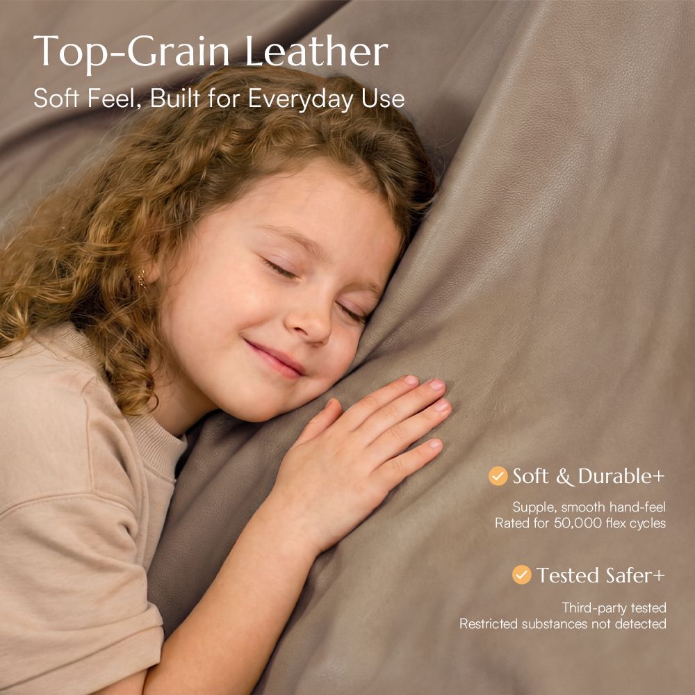 Partial Assembly Required Khaki Genuine Leather Modular Sofas