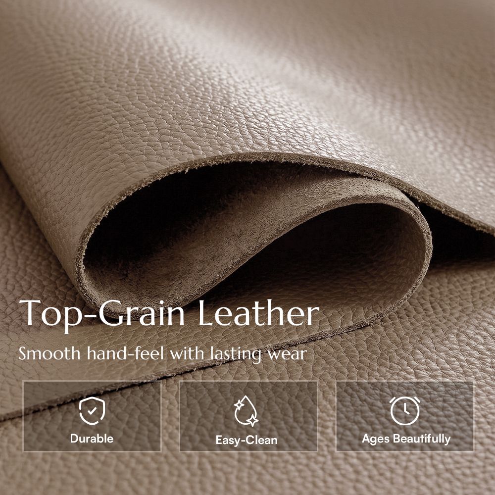 Comfortable Khaki Genuine Leather Modular Sofas