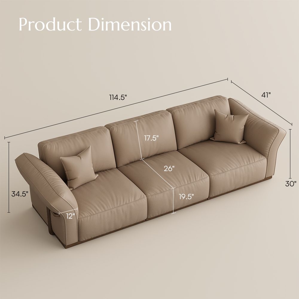 Living Room Khaki Genuine Leather Modular Sofas