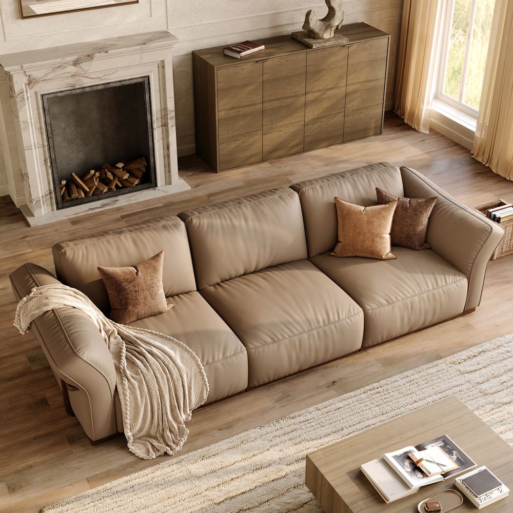 Khaki Khaki Genuine Leather Modular Sofas