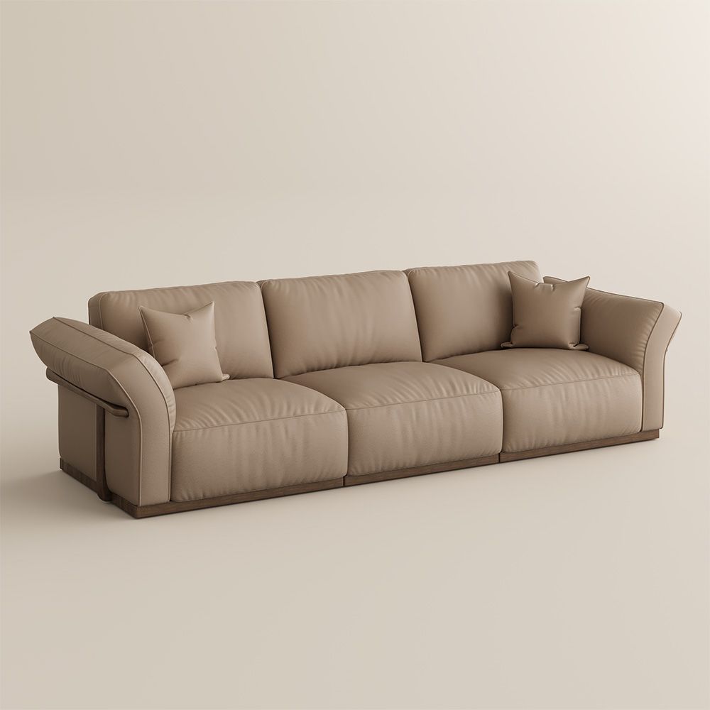 Relaxed Khaki Genuine Leather Modular Sofas