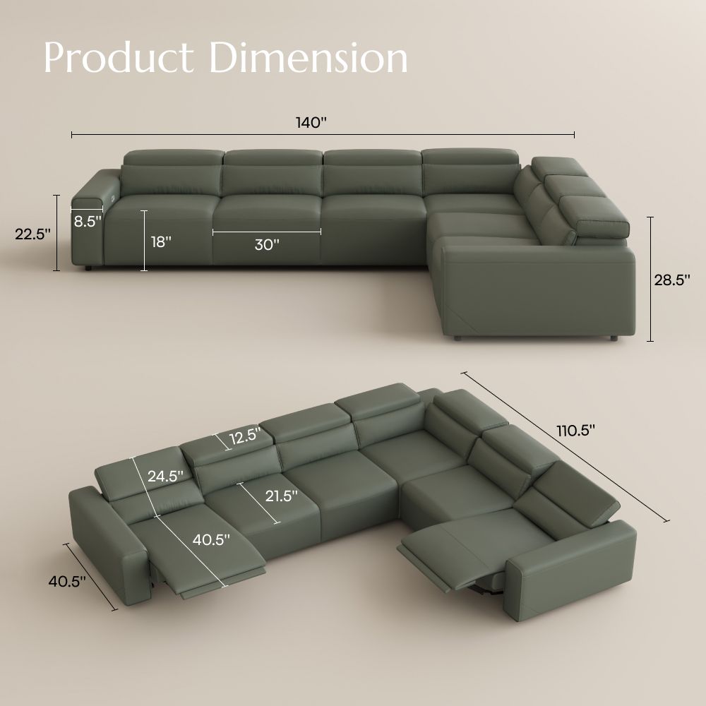 Benjamin Dark Green Eco-friendly Microfiber Leather Modular Sofas
