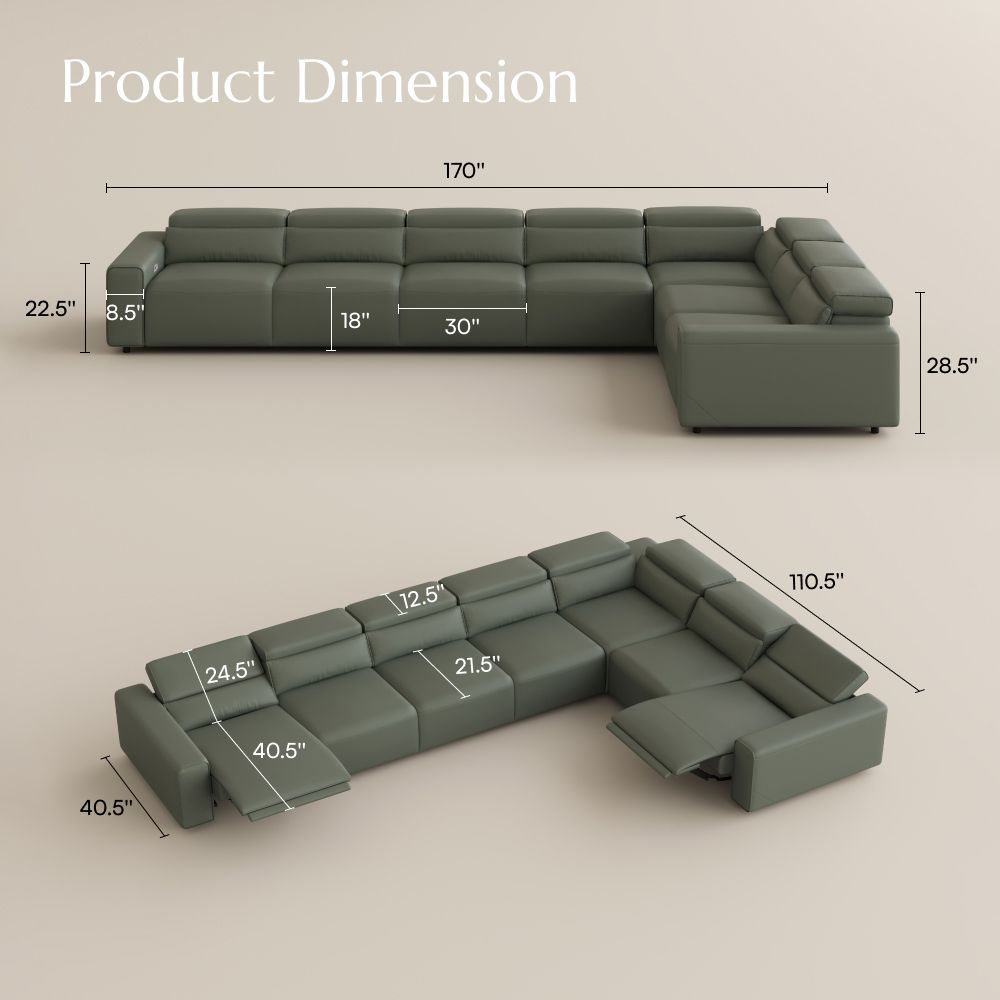 Extendable Dark Green Eco-friendly Microfiber Leather Modular Sofas