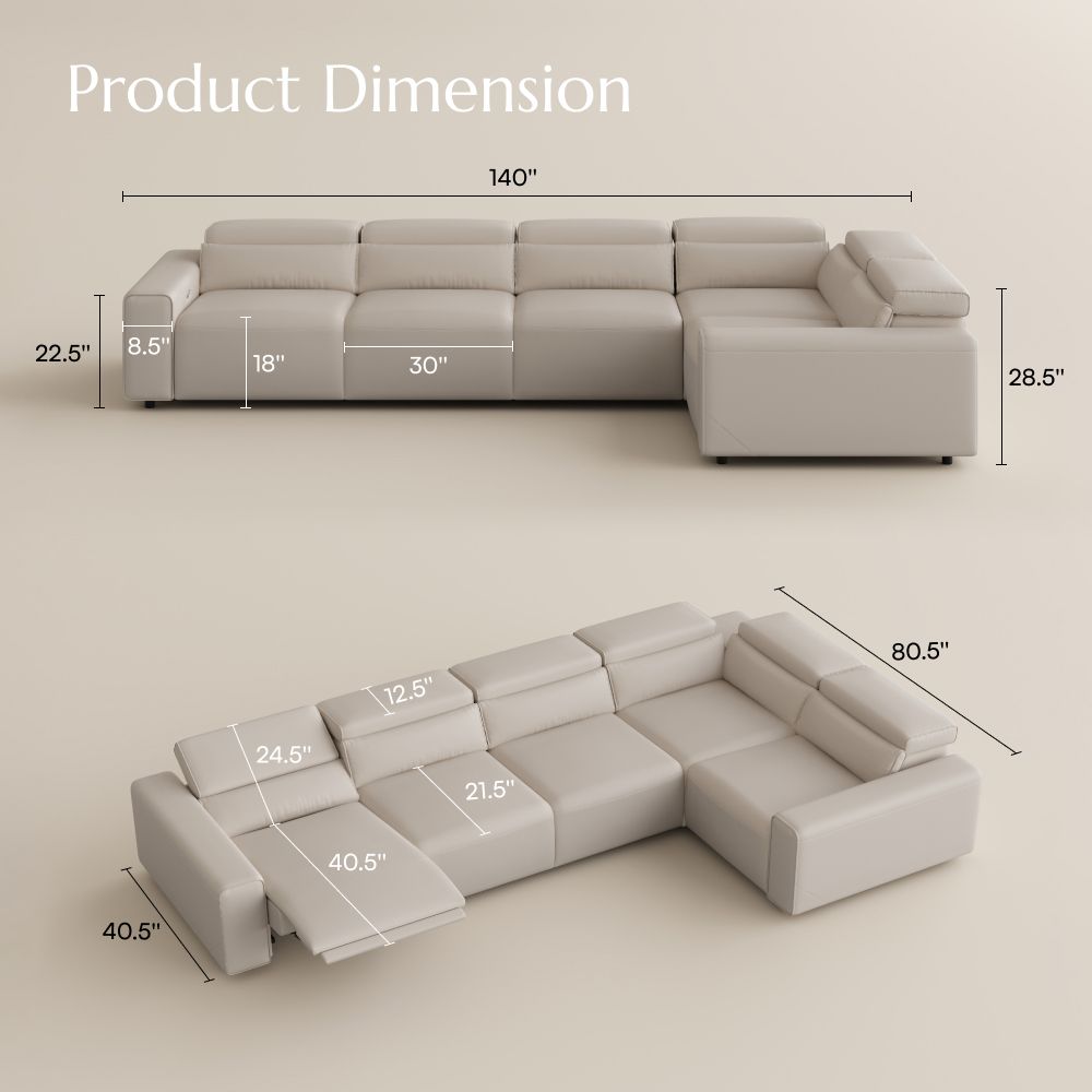 5-6 Seater Beige Eco-friendly Microfiber Leather Modular Sofas