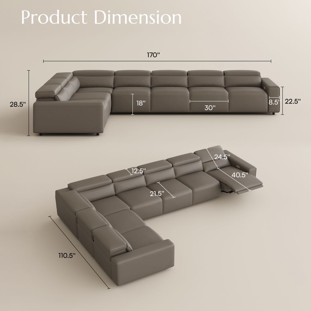 Extendable Light Brown Eco-friendly Microfiber Leather Modular Sofas