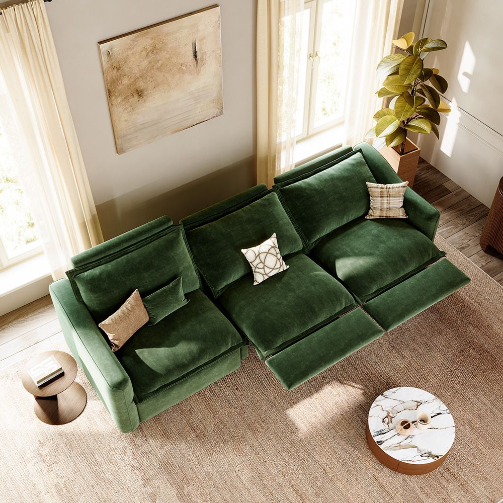 Ultra Soft Green Pet-Friendly Fabric Modular Sofas