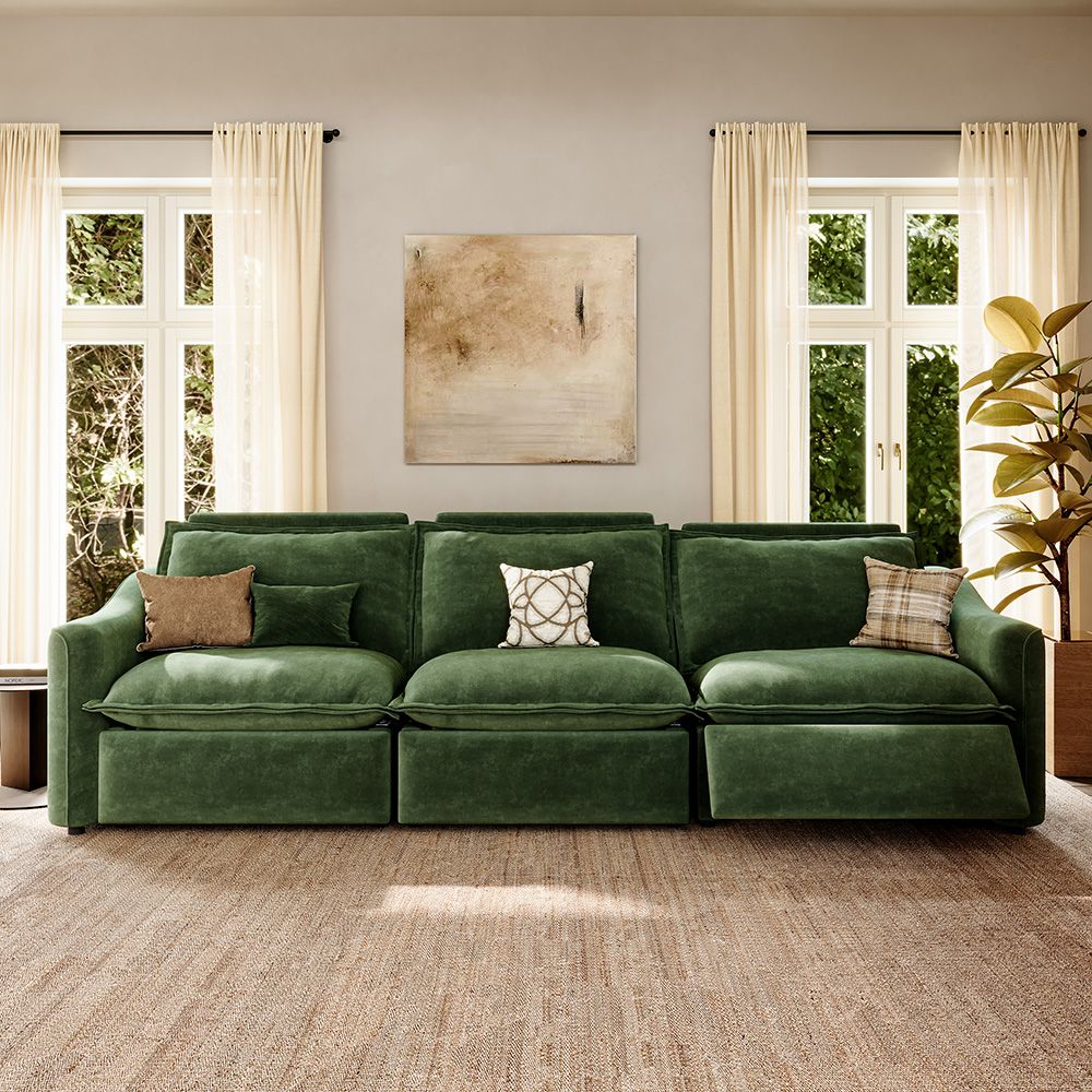 Single Seat Green Pet-Friendly Fabric Modular Sofas