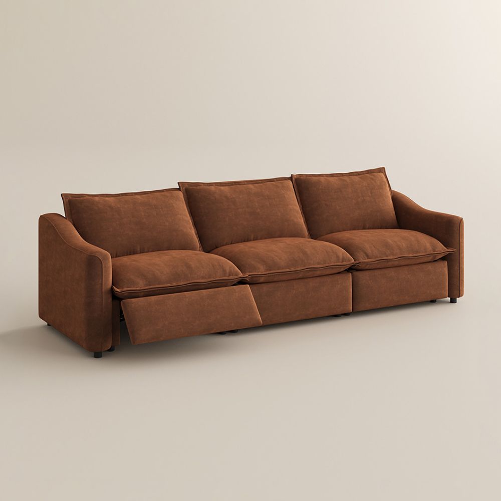 Power Outlet Brown Pet-Friendly Fabric Modular Sofas