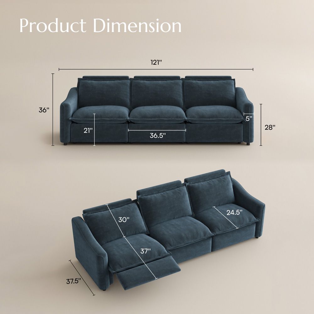 Modern Navy Blue Pet-Friendly Fabric Modular Sofas