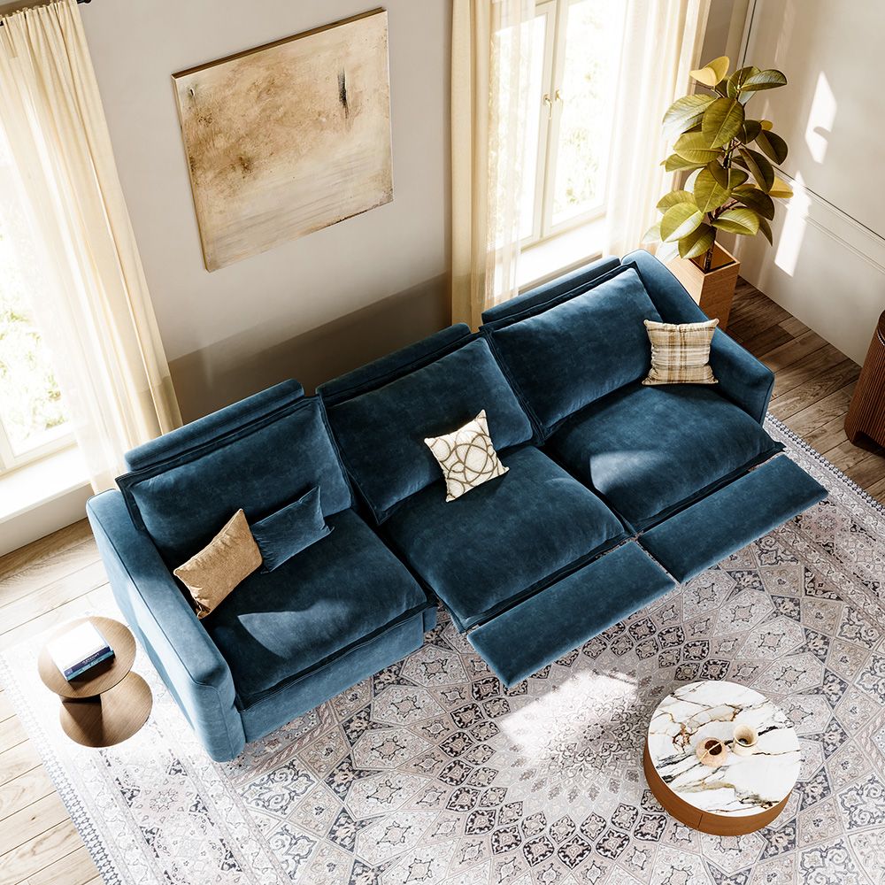 Modern Navy Blue Pet-Friendly Fabric Modular Sofas