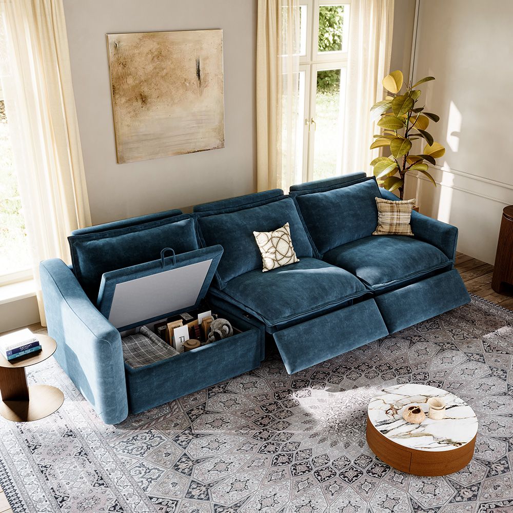with Storage Navy Blue Pet-Friendly Fabric Modular Sofas