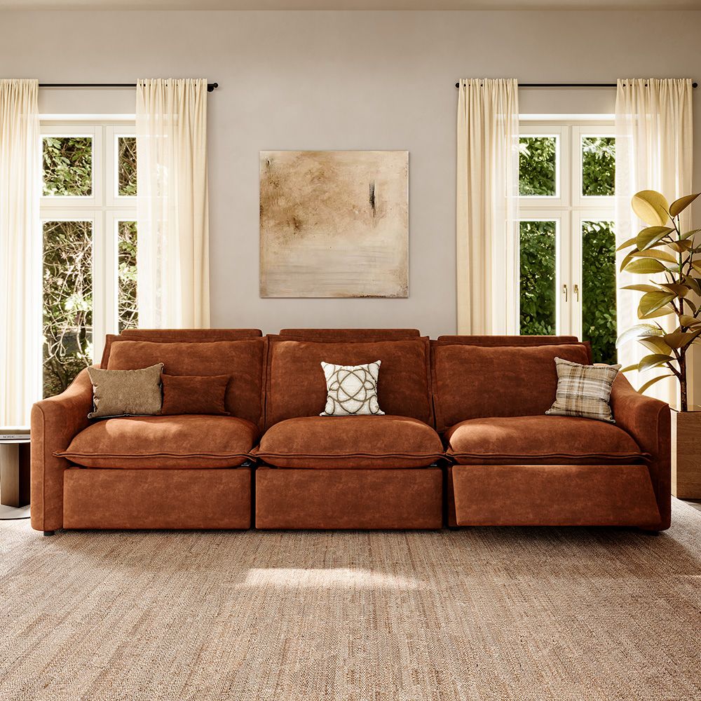 Adjustable Brown Pet-Friendly Fabric Modular Sofas