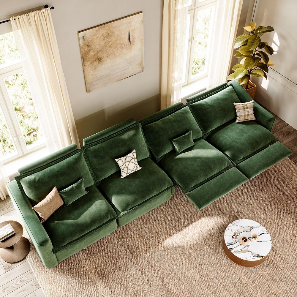 3-4 Seater Green Pet-Friendly Fabric Modular Sofas